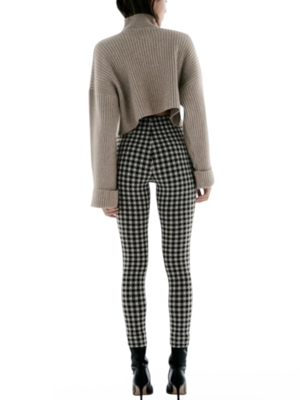 ZARA Gingham Checkered High-Waisted Skinny Pants in Black/White Size Small - Picture 12 of 13